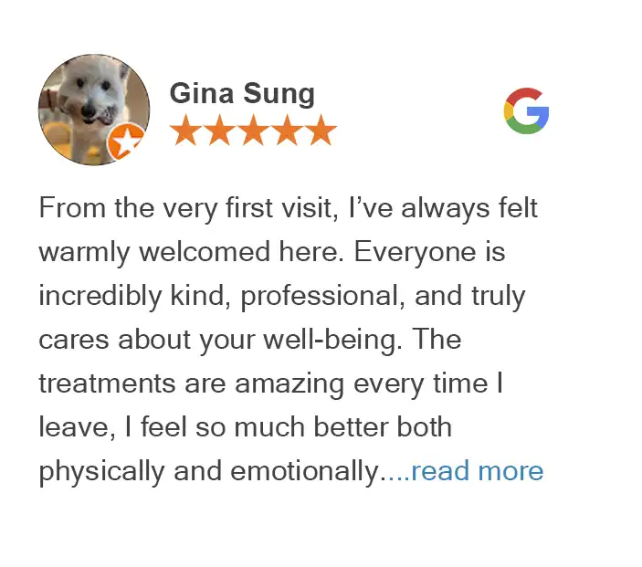 Google review by Gina Sung for True Chiropractic Bellevue