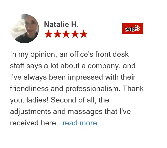 Yelp review by Natalie for True Chiropractic Bellevue
